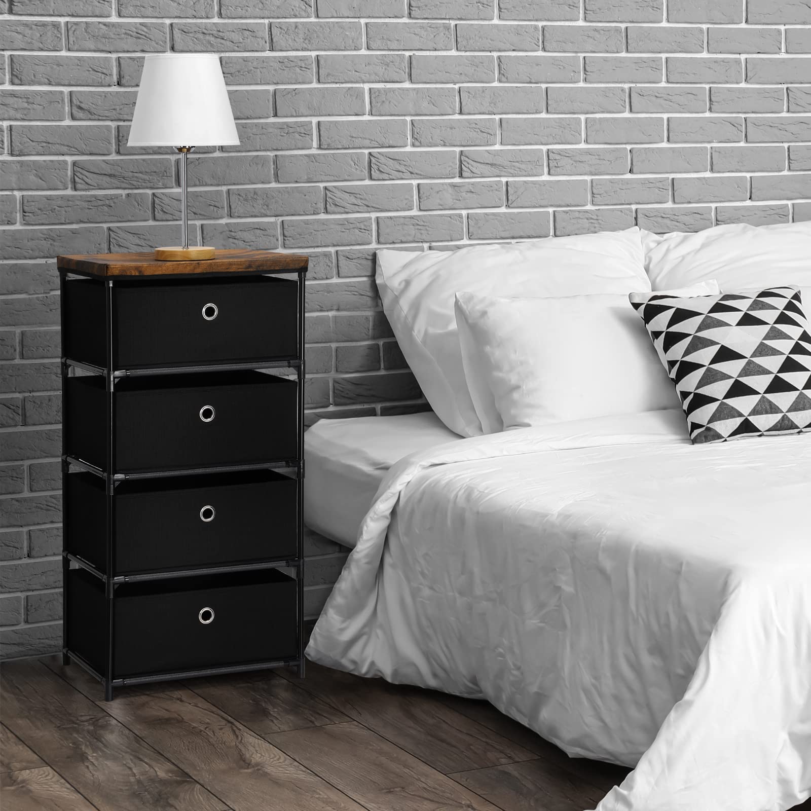 HAITRAL 4-Drawer Fabric Storage Chest - Closet Organizer for Clothes, Bedroom & Dorm | Easy Assembly Dresser with Storage Bins for Hallway, Wardrobe & Home Organization (Black) - Perfect for Small Spaces & Seasonal Storage