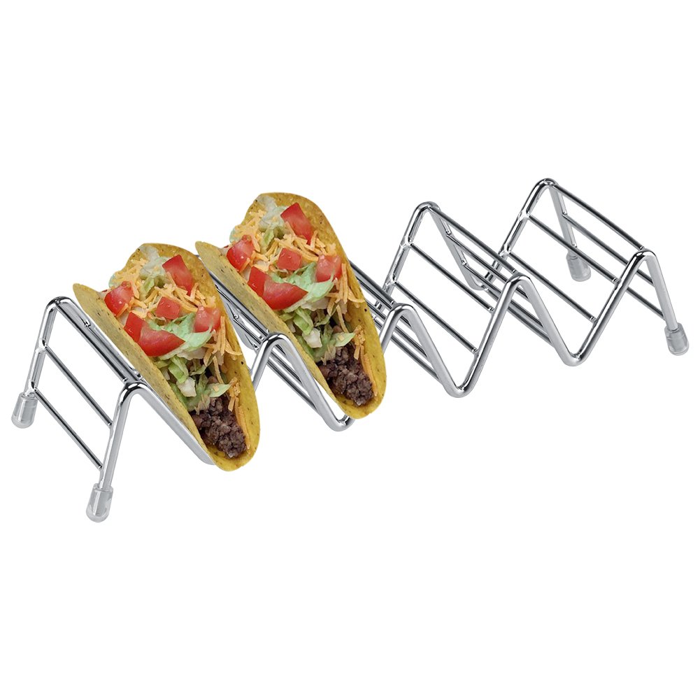 Stainless Steel Taco Holder Stand - 2 to 5 Grooves Mini Tortilla Rack for Oven & Grill | Party Serving Tray for Mexican Tacos & Snacks | Perfect for Cinco de Mayo, BBQs & Family Gatherings