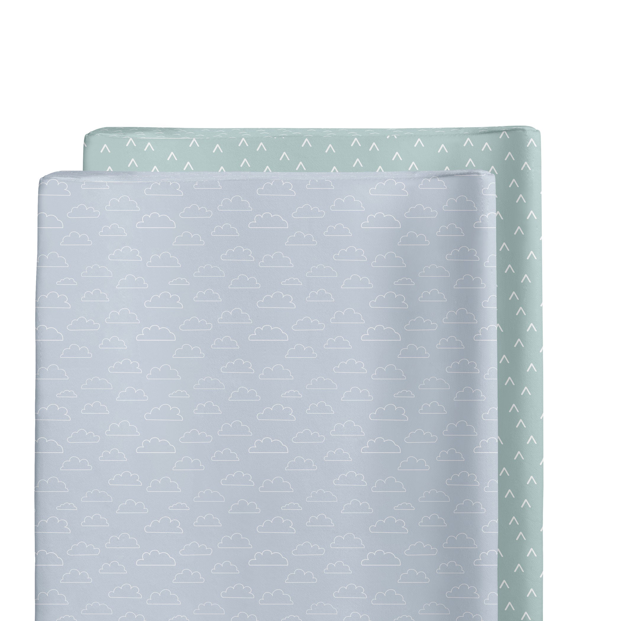 Nordic 2-Pack Waterproof Changing Pad Covers - Dusty Sky & Mint Colors | Soft Baby Changing Table Protector for Nursery, Diaper Station & Travel Use