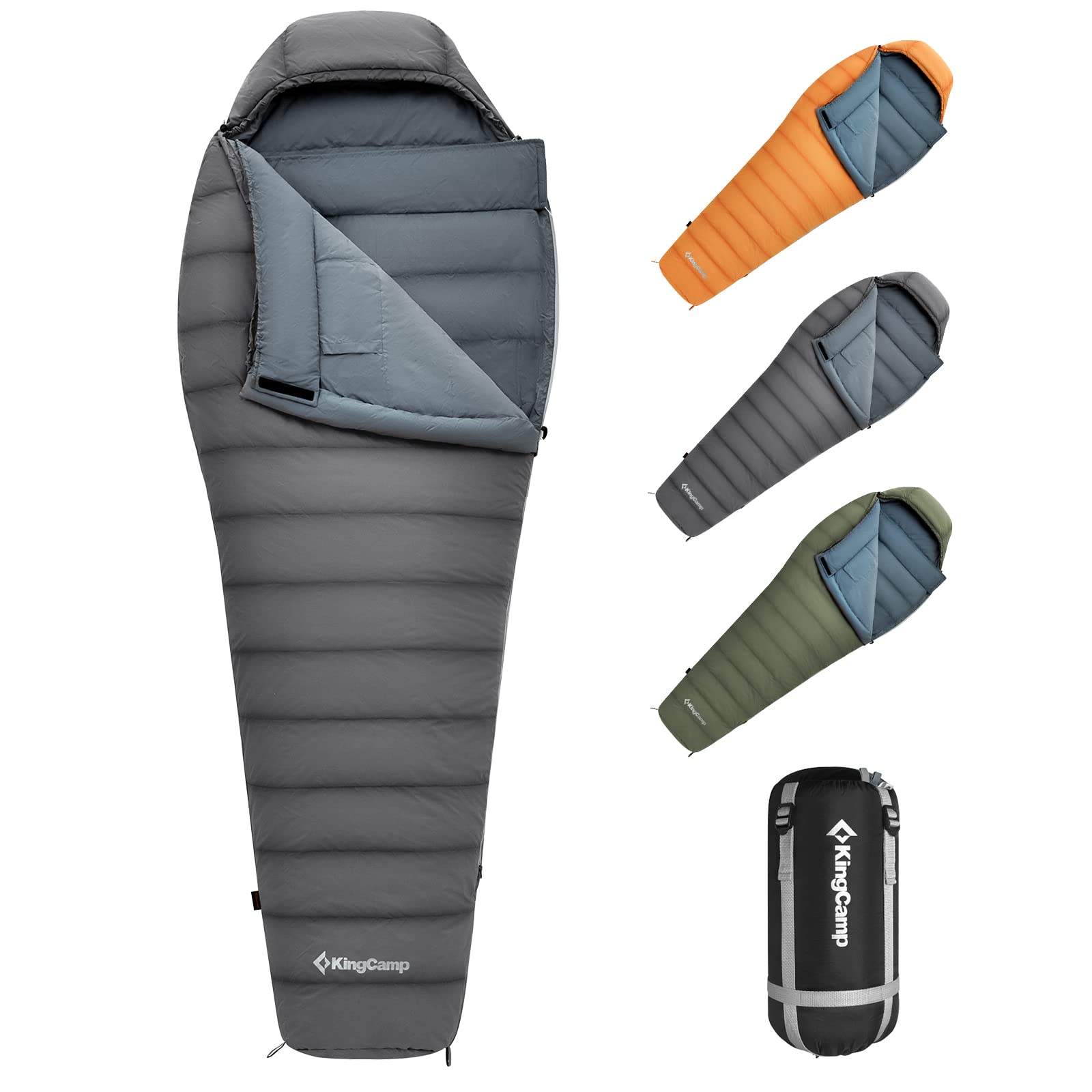 KingCamp Ultralight 20°F Down Sleeping Bag for Adults - Compact 3-4 Season Mummy Bag for Backpacking & Camping in Cold Weather (Includes Free Stuff Sack) - Perfect for Hiking, Mountaineering & Winter Outdoor Adventures