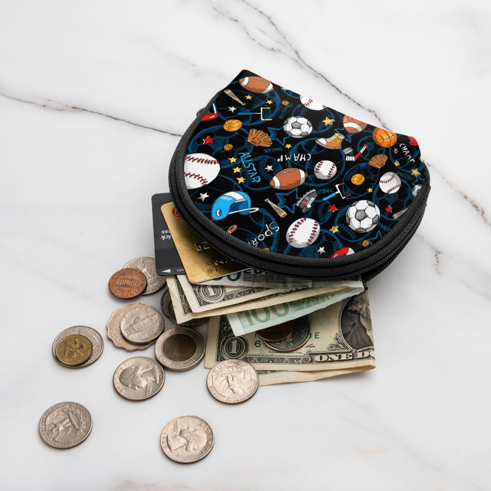 Neoprene Coin Purse & Change Pouch - Lightweight Travel Wallet for Cash, Coins & Cards - Perfect for Gym, Sports & Outdoor Activities (Compatible with Hockey, Soccer, Basketball, Baseball & Football) - Ideal for Travel, Shopping & Everyday Use