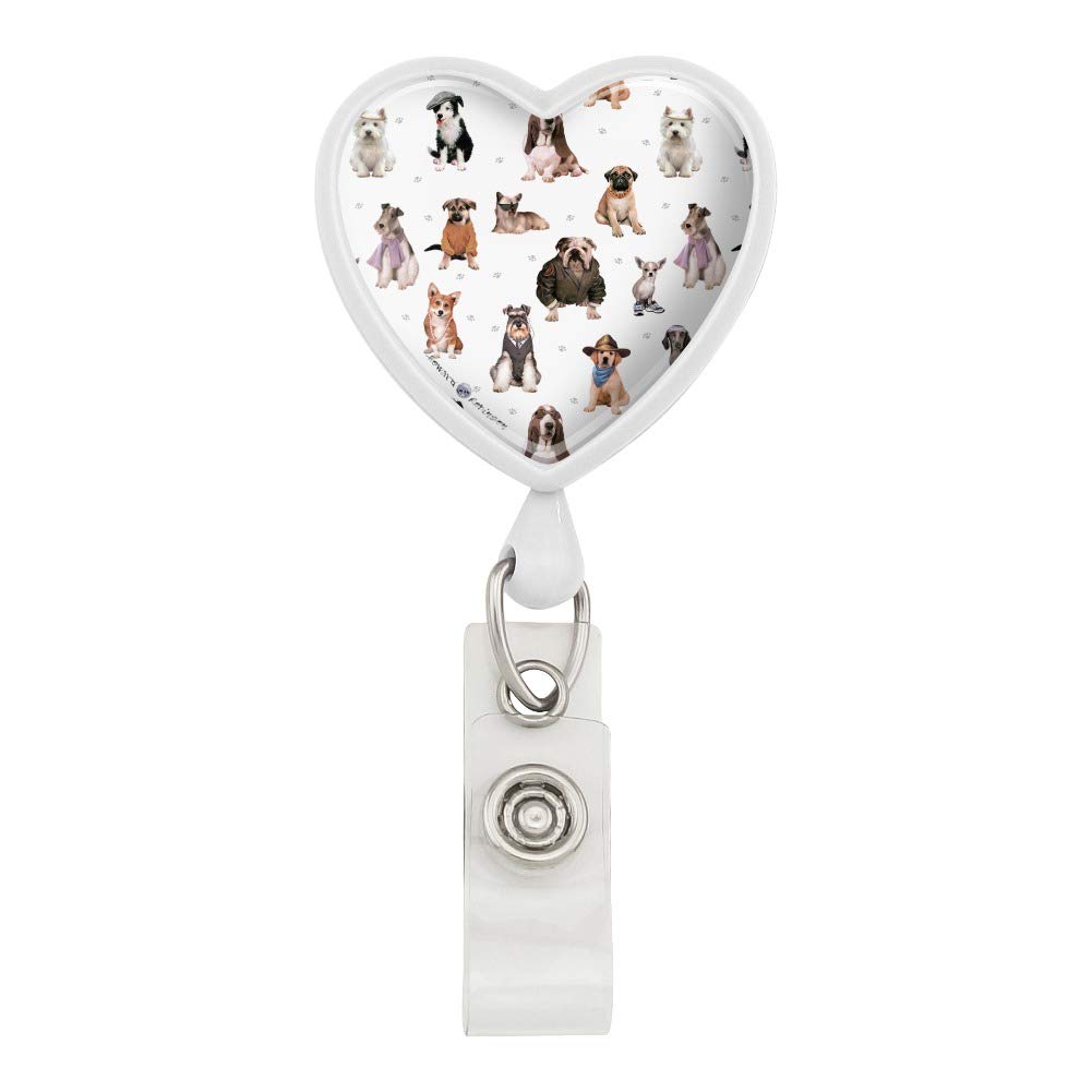 Dog Lanyard with Paw Print & Heart - Retractable ID Badge Holder for Pets & Work