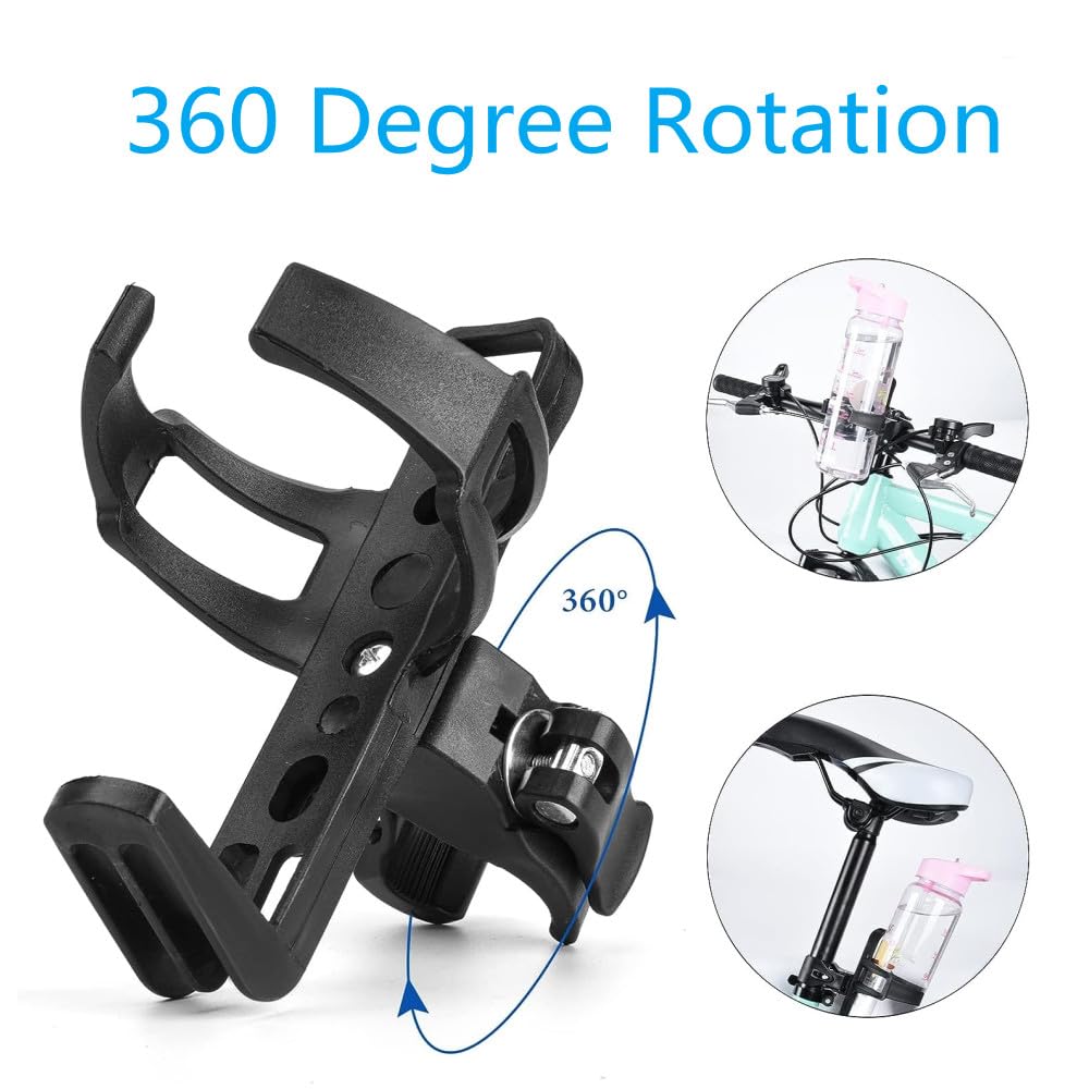 360° Adjustable Bicycle Water Bottle Cage Holder - Universal Bike Drink Holder for Cycling, Strollers & Walkers (Black) | Stay Hydrated During Rides, Jogging & Outdoor Activities