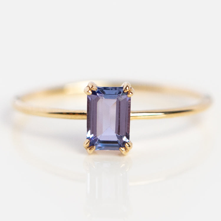 Solid Gold Essential Baguette Birthstone Ring - Elegant Stackable Jewelry for Women | Perfect Gift for Birthday, Anniversary & Special Occasions