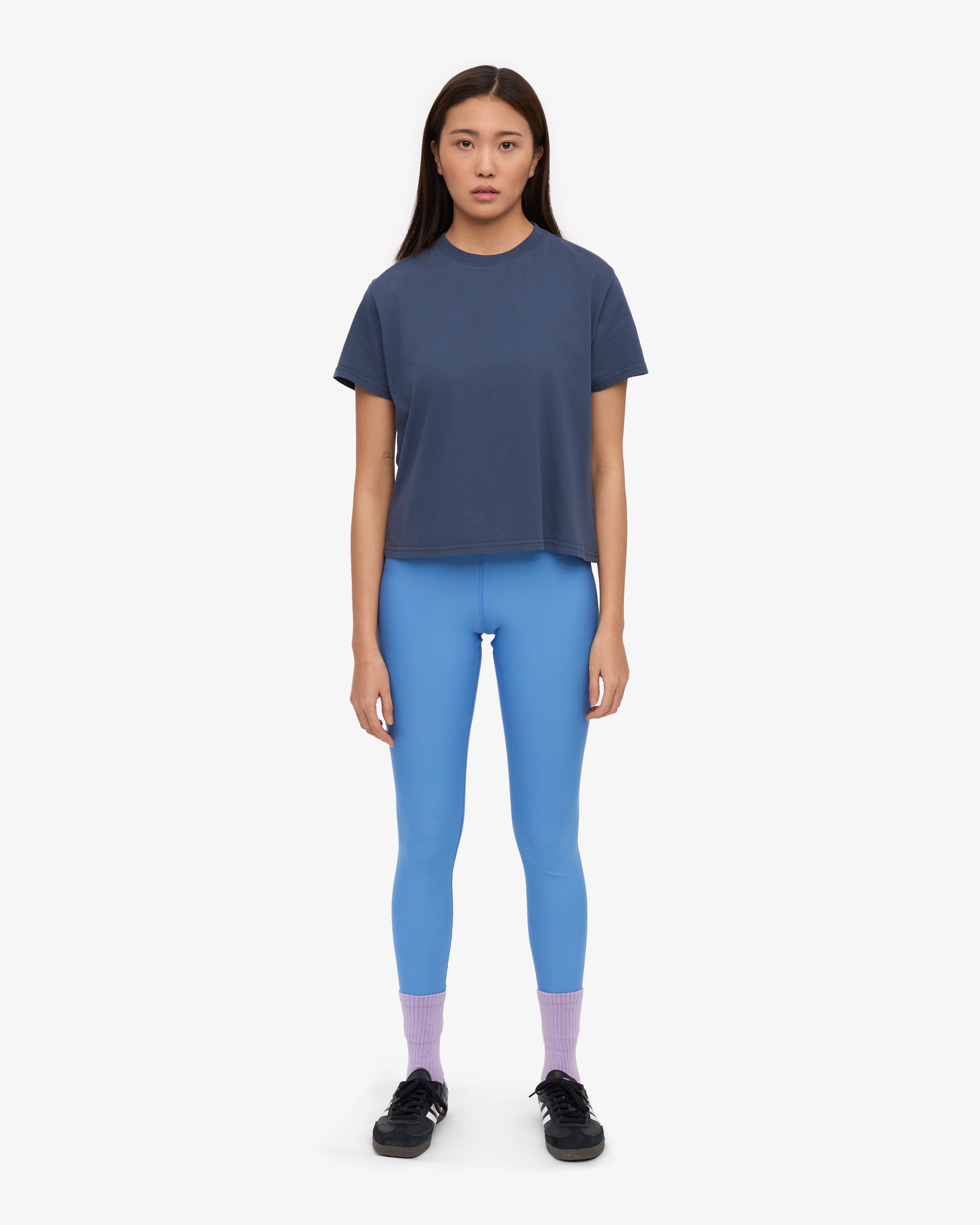 Organic Boxy Crop Tee - Petrol Blue | Women's Casual Short Sleeve T-Shirt | Perfect for Yoga, Beach & Everyday Wear