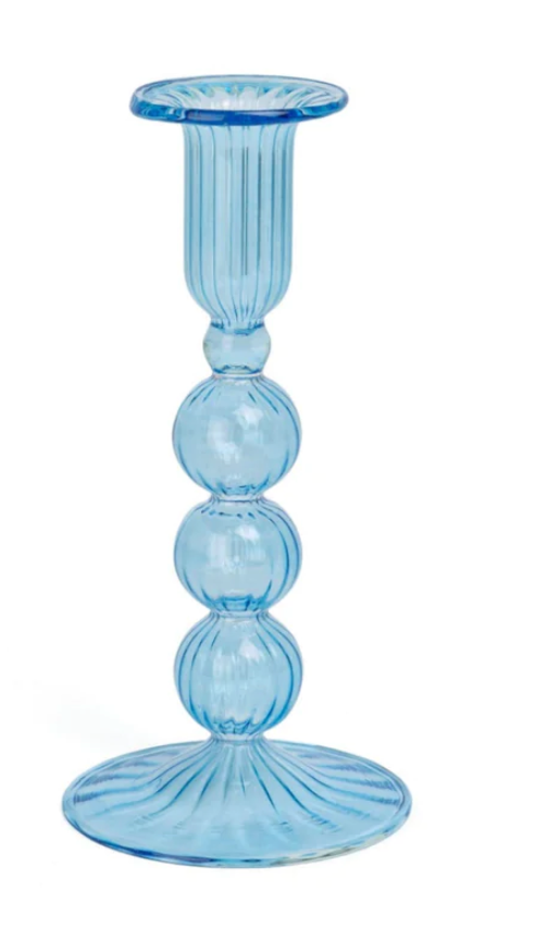 Spark Large Blue Candle Holder - Elegant Home Decor for Dining Table, Wedding Centerpiece & Romantic Ambiance