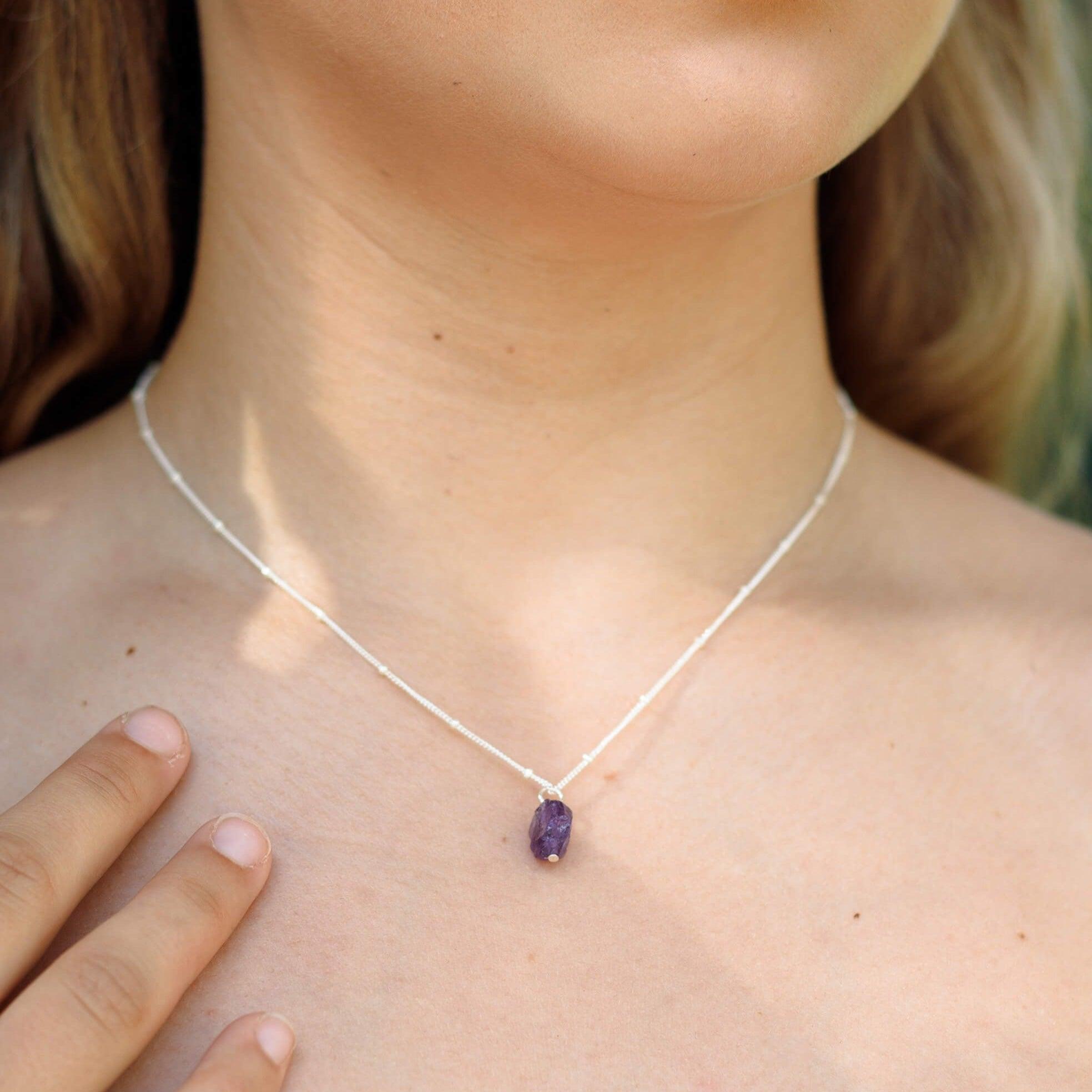 Natural Raw Amethyst Pendant Necklace - Dainty Purple Crystal Jewelry for Women - Perfect for Spiritual Healing, Meditation & Everyday Wear