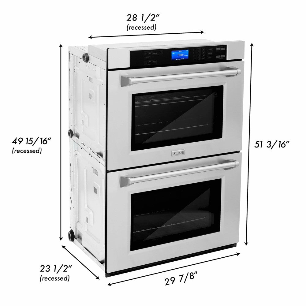 ZLINE 48-Inch Stainless Steel Gas Rangetop with 30-Inch Double Wall Oven Kitchen Package (2KP RTAWD48) - Perfect for Modern Home Chefs & Professional Style Cooking