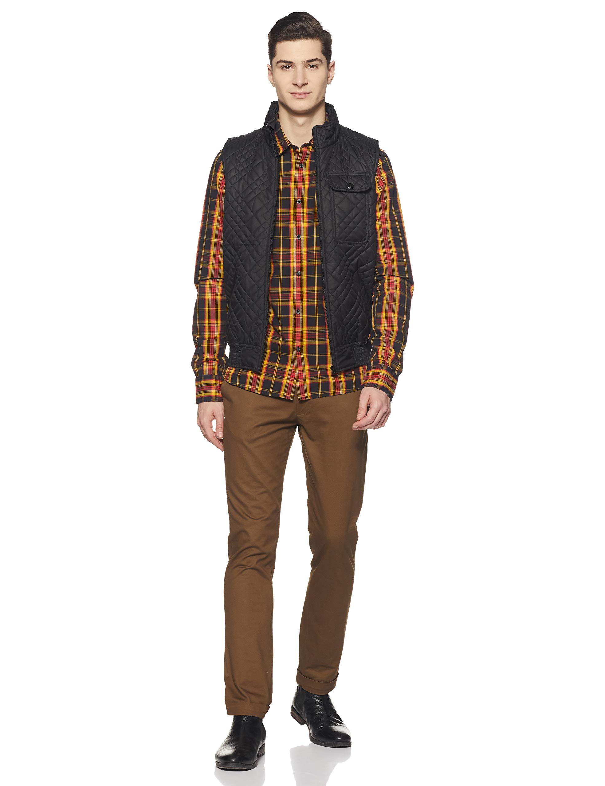 Scotch & Soda Men's Slim Fit Mini-Check Button Down Shirt - Casual & Business Wear for Office, Date Night & Weekend Outings