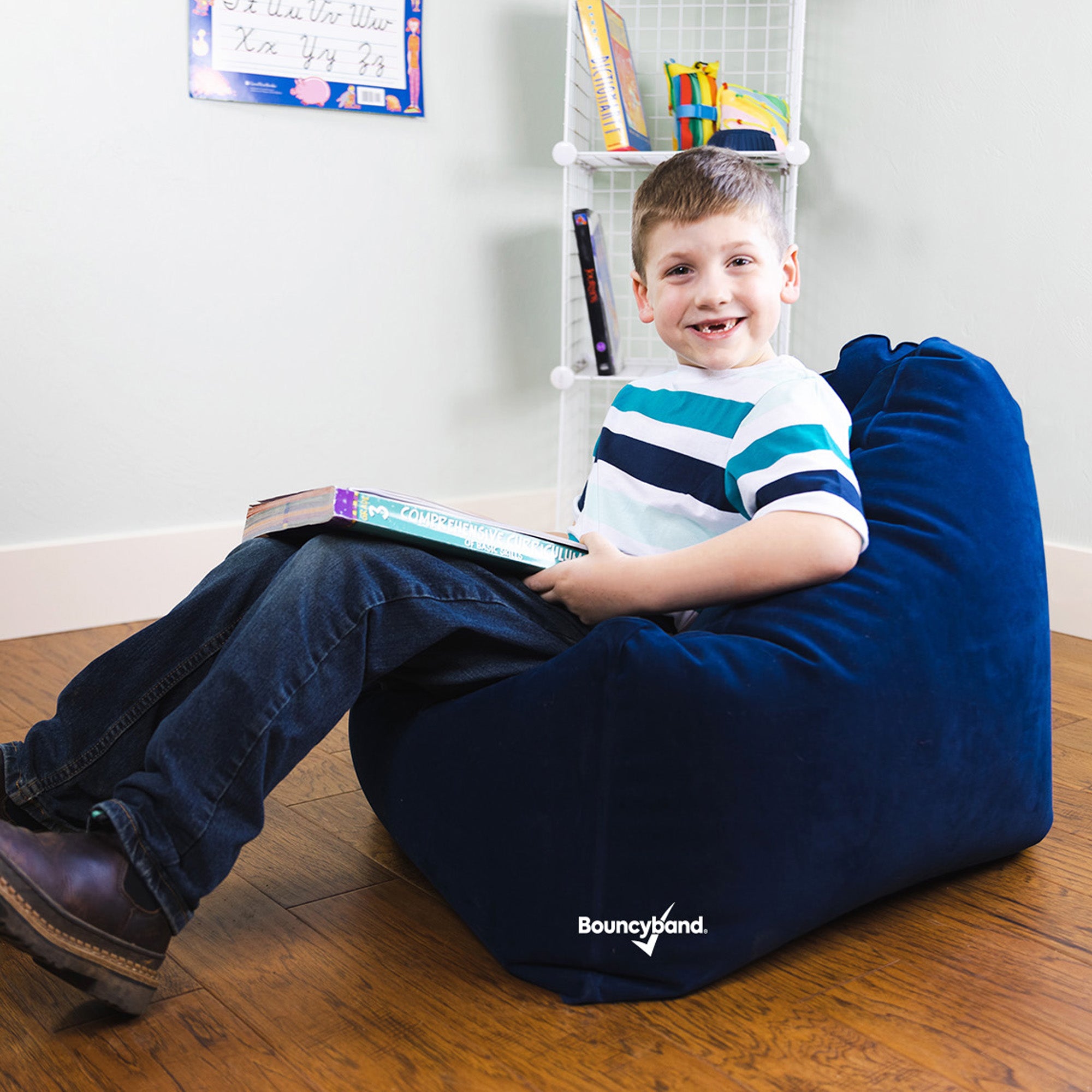 Bouncyband Comfy Cozy Peapod Inflatable Chair for Kids - Fun & Supportive Sensory Seating for Reading, Relaxing & Playtime