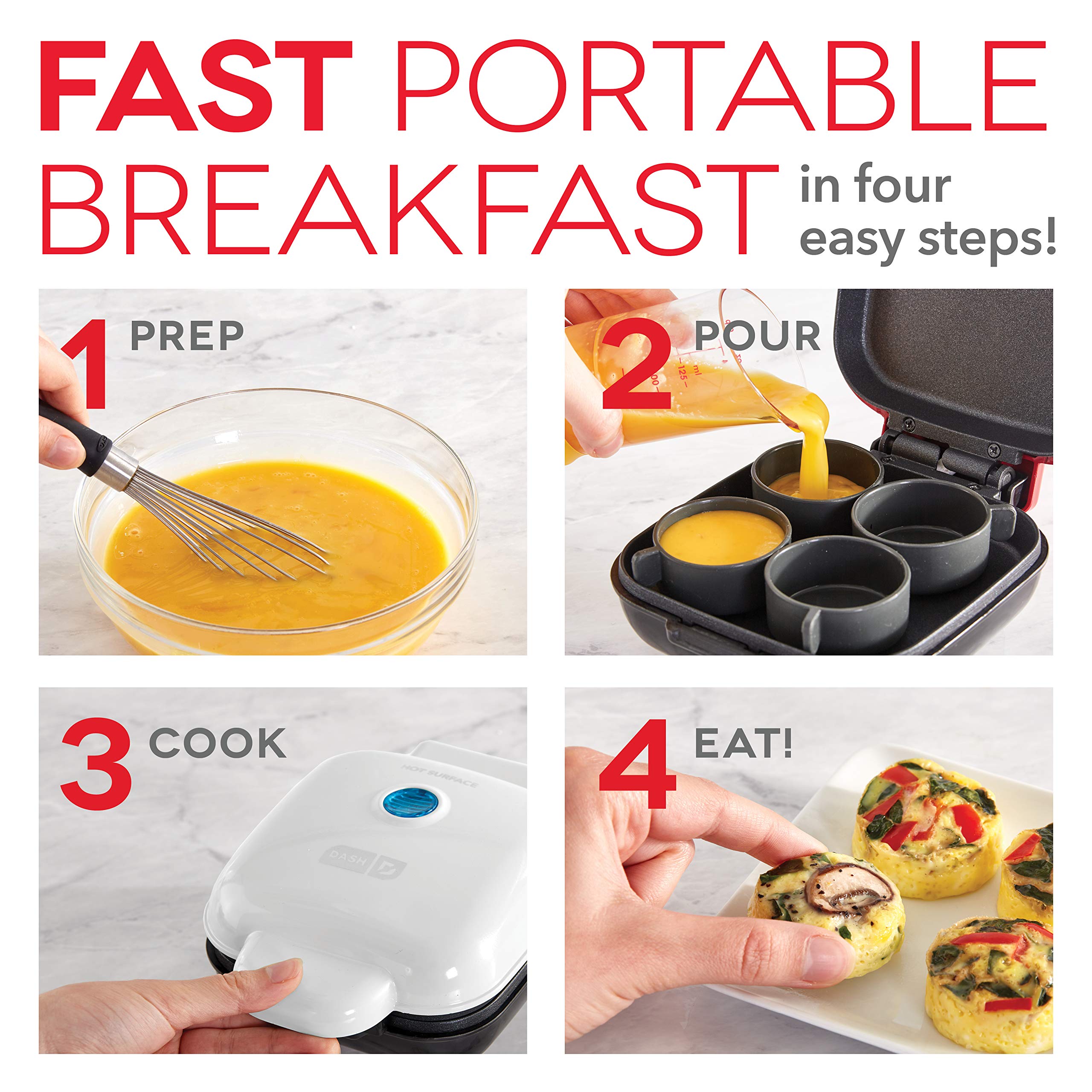 Dash DRCM200BK Mini Rice Cooker and Steamer, Black - Compact & Efficient for Perfect Rice and Steamed Meals | DBBM450GBBK08 Deluxe Sous Vide Style Egg Bite Maker (1 Large + 4 Mini) - Ideal for Breakfast, Meal Prep & Keto Diet | Perfect for Small Kitchens, Dorms & Office Use
