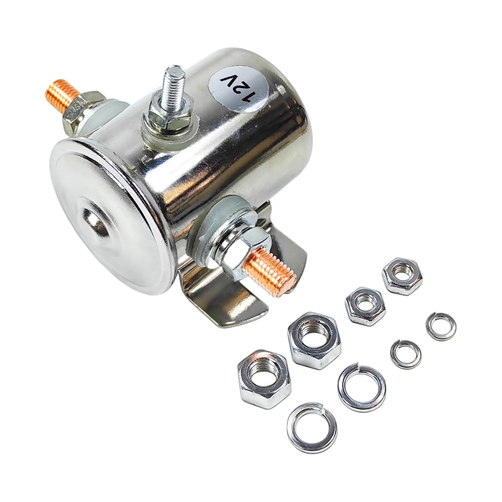 12V 200A Heavy Duty Continuous Duty Solenoid Relay - Nickel Plated 3-Terminal SPST 12VDC | Compatible with Trombetta, Maxon, Waltco, Delco | Ideal for Golf Carts, Winches, Marine & Off-Road Vehicles