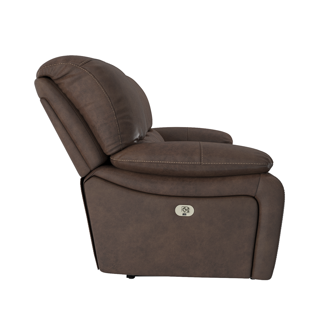 Premium Dylan Leather Power Recliner Sofa - Electric Adjustable with USB Charging & Lumbar Support for Living Room, Home Theater, and Office Comfort