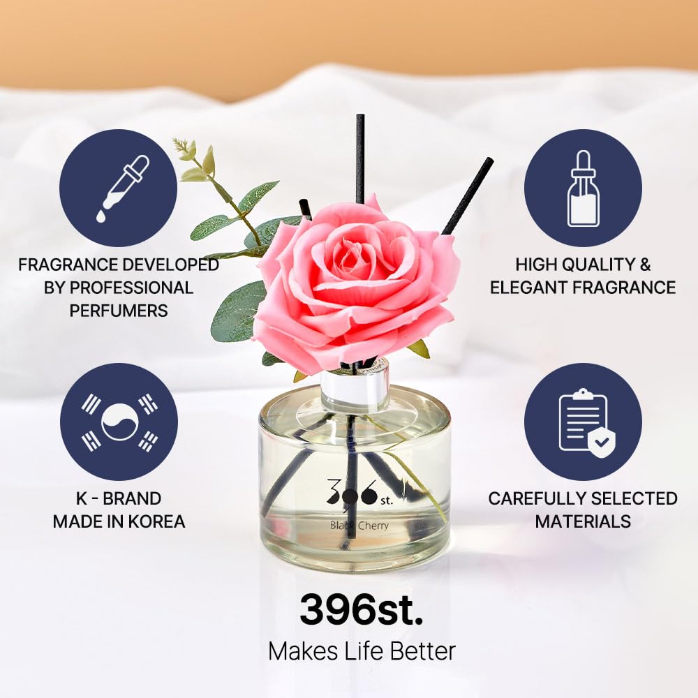396 St. Rose Flower Reed Diffuser Set - Baby Powder Scent (Refreshing Air Fragrance) 200ml (6.7oz) - Aromatherapy Home & Bathroom Decor - Perfect for Living Rooms, Bedrooms, and Office Spaces