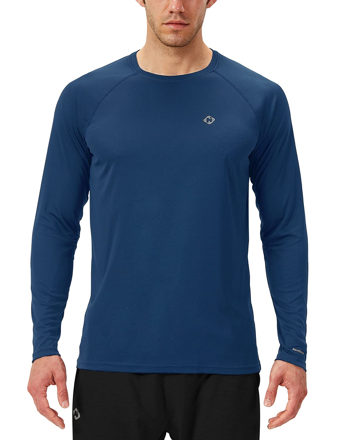 NAVISKIN Men's UPF 50+ Sun Protection Rash Guard Shirt - Long Sleeve Swim Shirt for Surfing, Swimming & Water Sports - Lightweight Quick Dry UV Shirt with Sunblock for Beach, Pool & Outdoor Activities