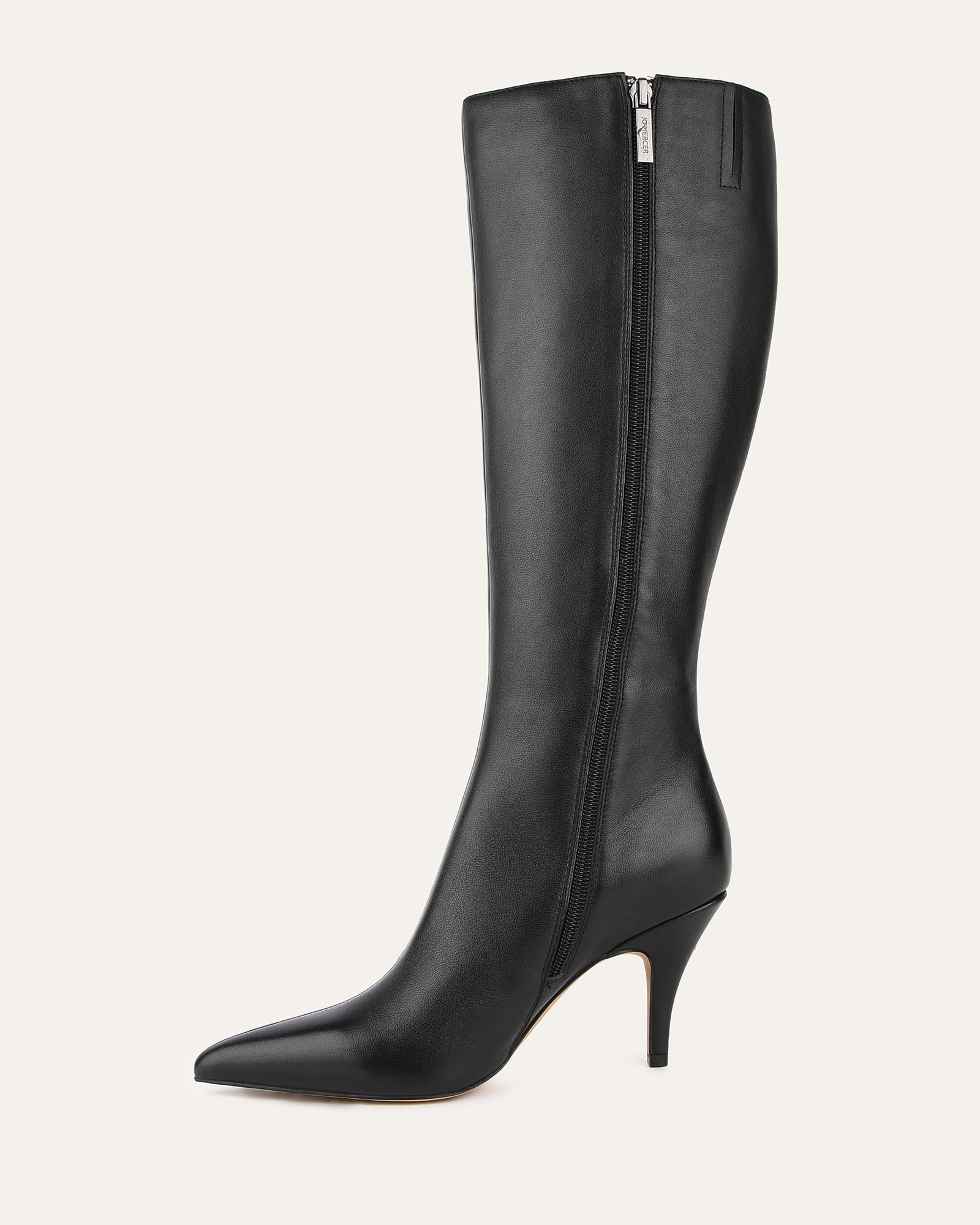 LOTUS Black Leather Knee High Boots for Women - Stylish & Comfortable Winter Fashion Boots for Casual Outfits, Parties & Office Wear