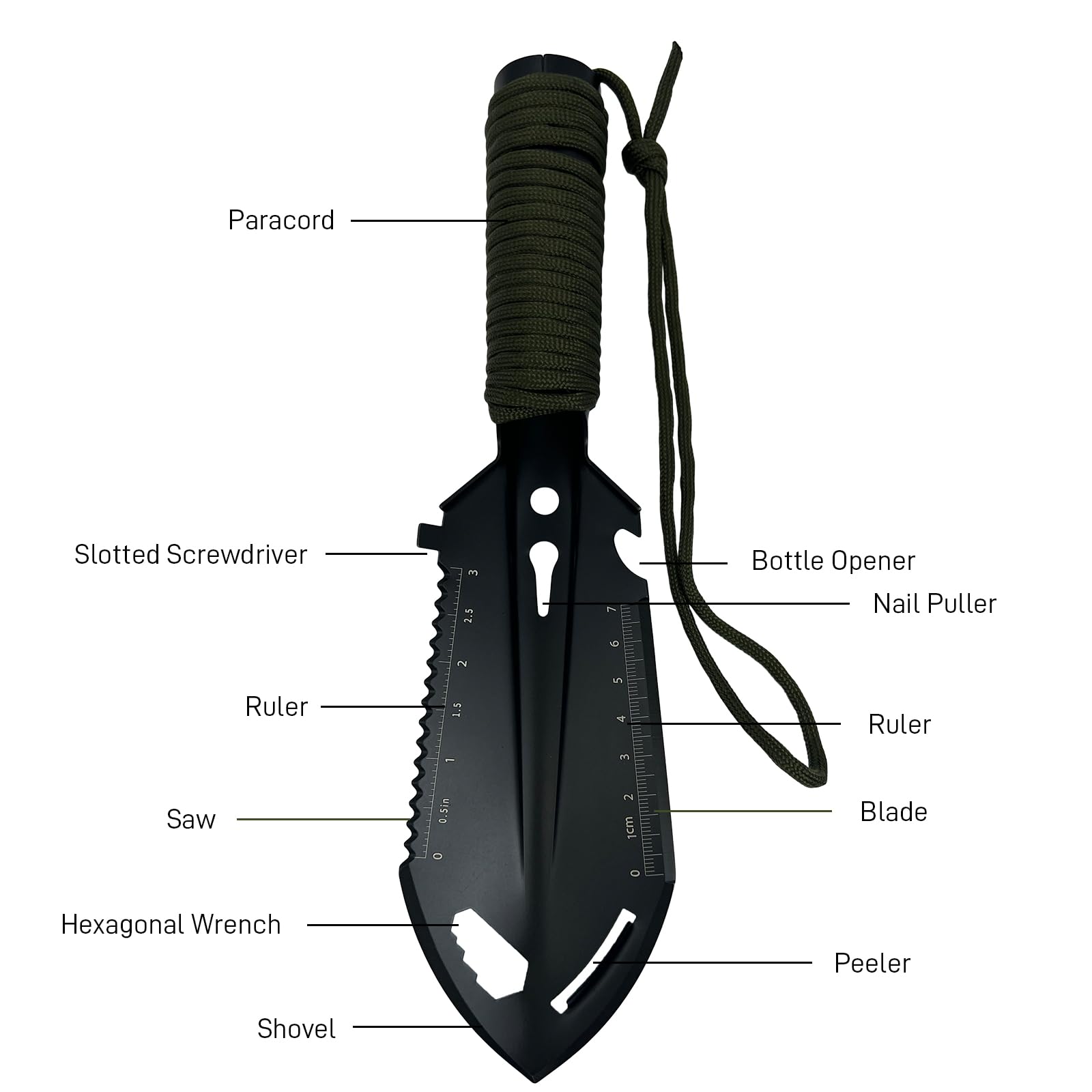9-in-1 Mini Camping Shovel - Portable Multitool for Hiking & Gardening