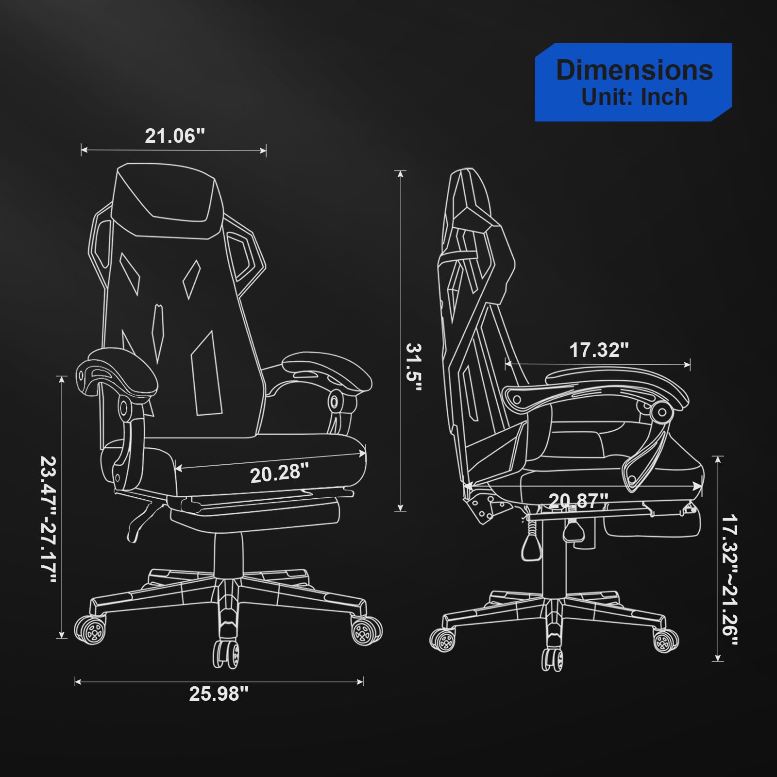 GTRACING Ergonomic Gaming Chair with Mesh Back, Adjustable Headrest & Lumbar Support, Reclining Computer Chair with Footrest for Home Office & Esports (White) - Perfect for Long Gaming Sessions & Work from Home Comfort