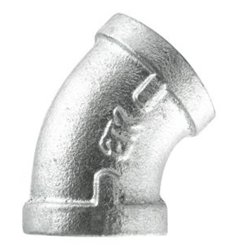 45 Degree Galvanized Steel Elbow Pipe Fitting - Heavy Duty for Plumbing, HVAC, and Industrial Applications