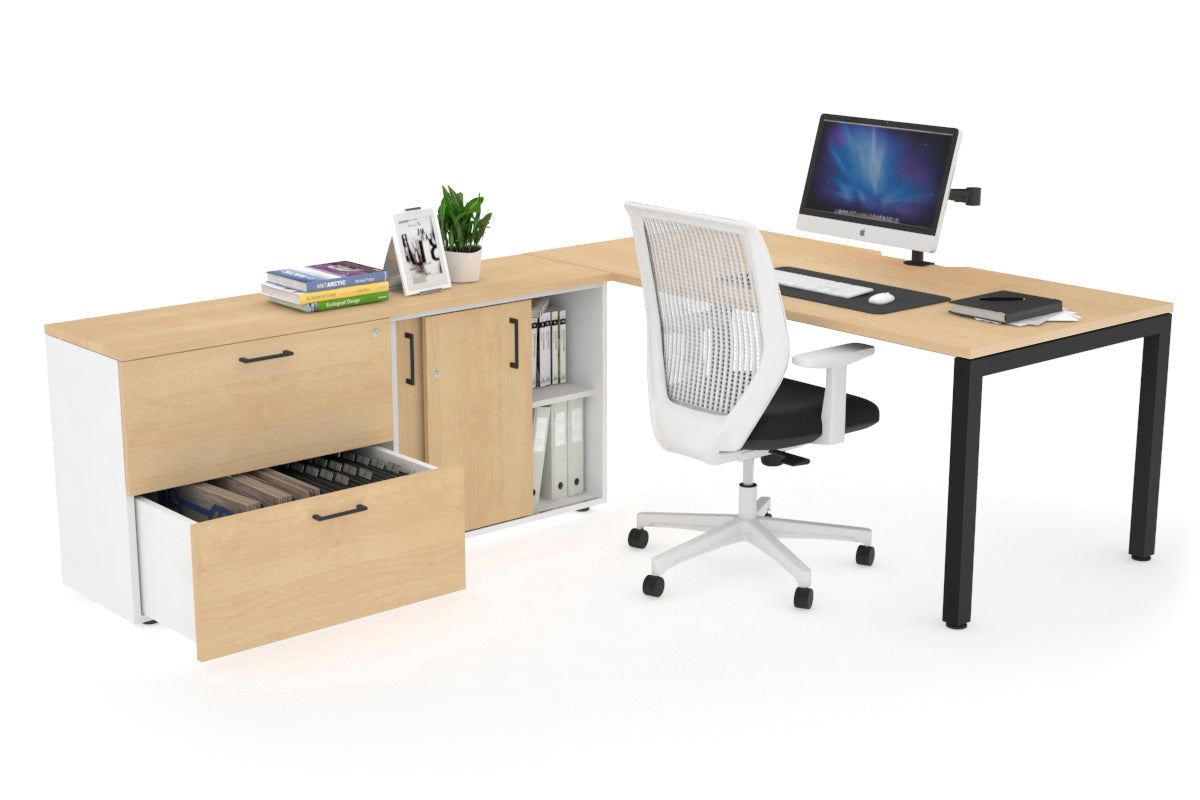 Quadro Square Executive Standing Desk Black Frame [1800L x 800W with Cable Management] - Perfect for Home Office & Modern Workspace Setup