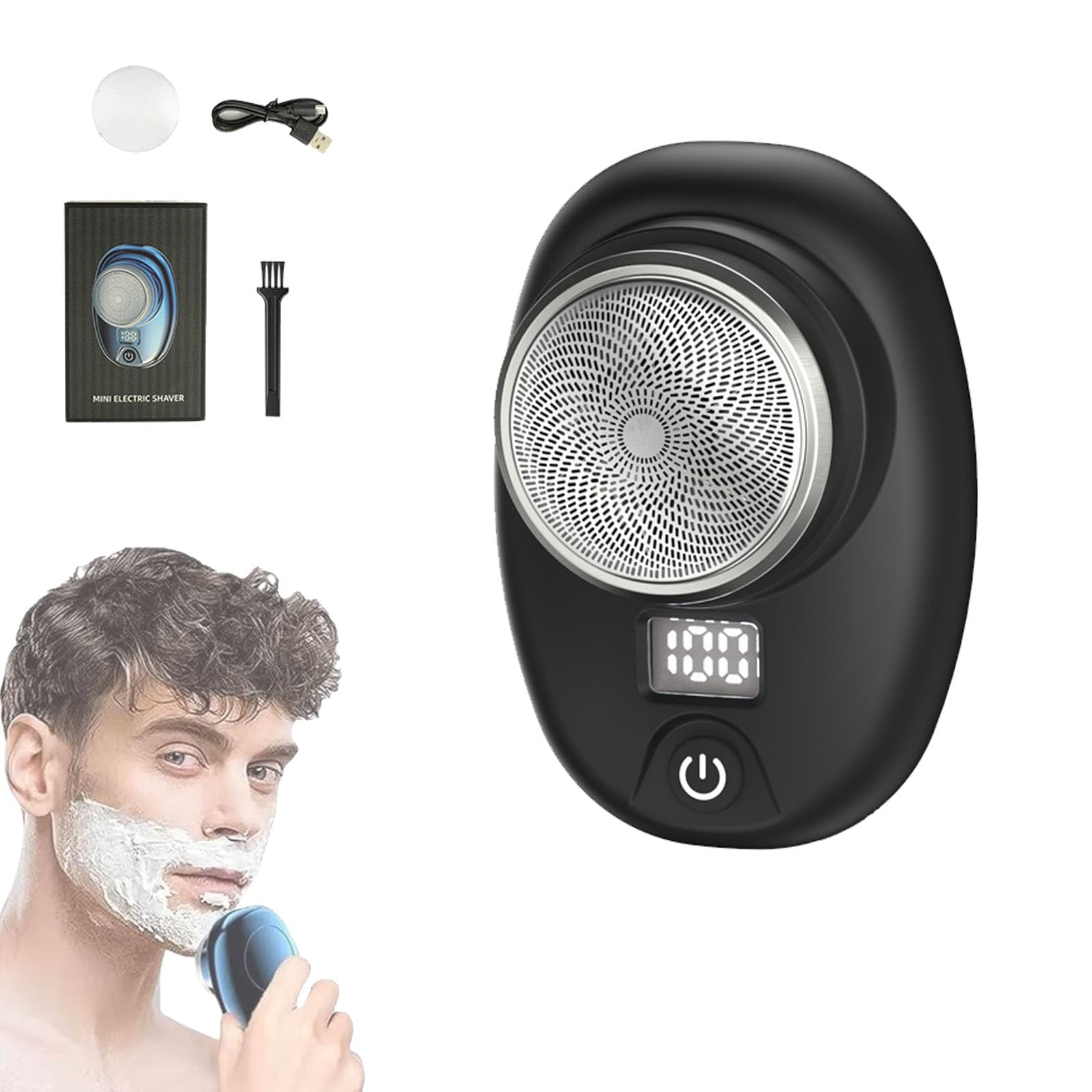 Pyrinov Rechargeable Waterproof Electric Shaver - Hexotil Mini Shaver for Men, Cordless Multifunctional Trimmer for Beard, Mustache & Body Grooming - Perfect for Travel, Home & Gym Use (Black)