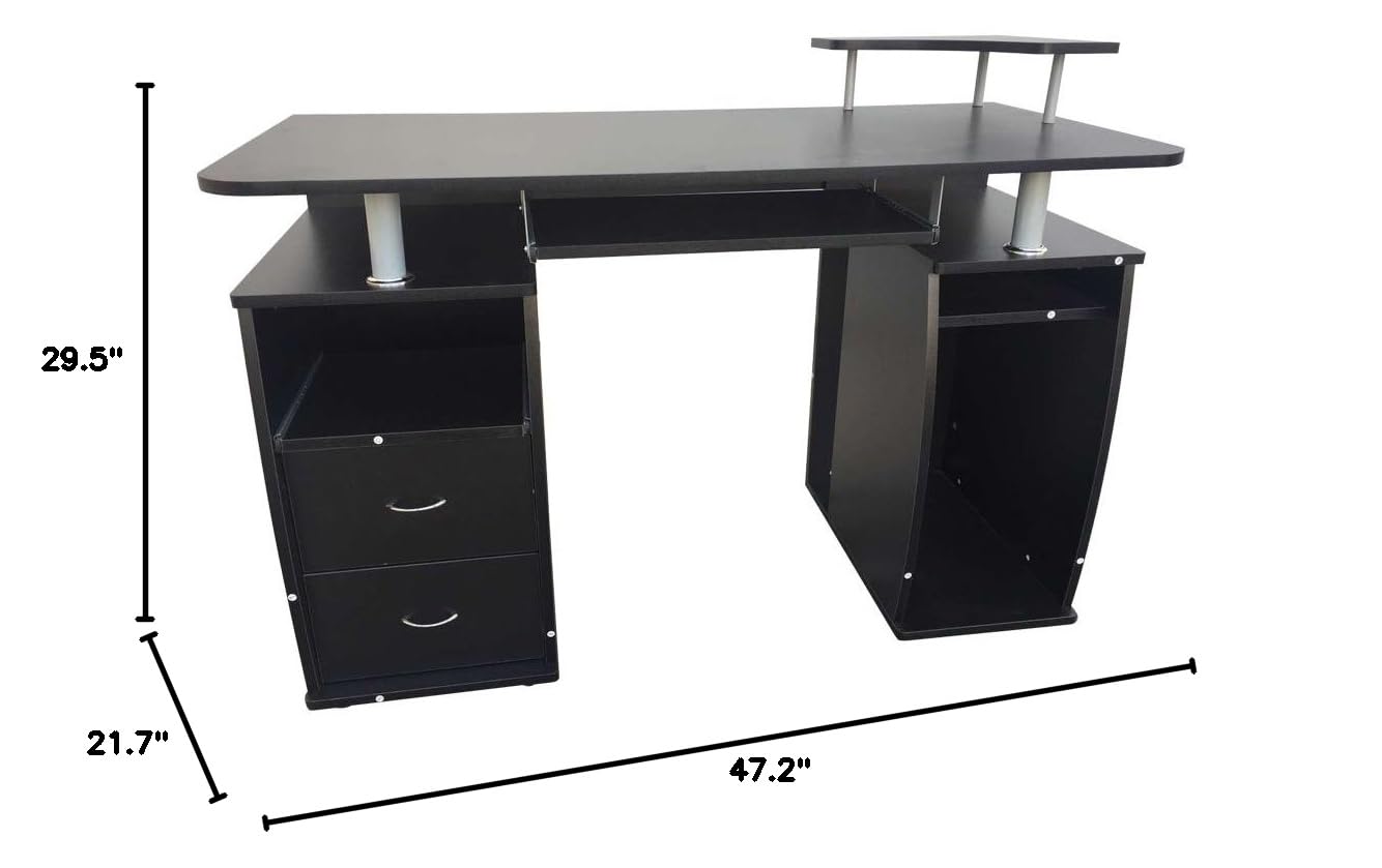 Ergonomic Computer Desk with 3 Drawers - Home Office Desk, Study & Writing Workstation with Storage - Perfect for Small Spaces & Remote Work