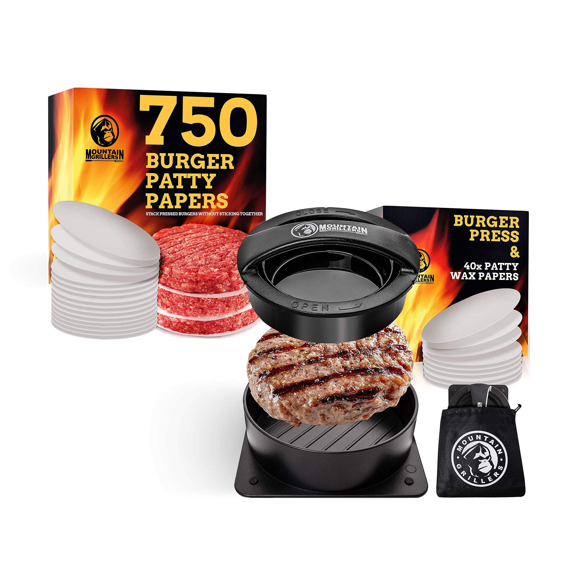 Premium Stainless Steel Burger Press - Heavy Duty Patty Maker for Juicy Homemade Burgers, Meatballs & Sliders - Perfect for BBQ, Grilling & Outdoor Cooking