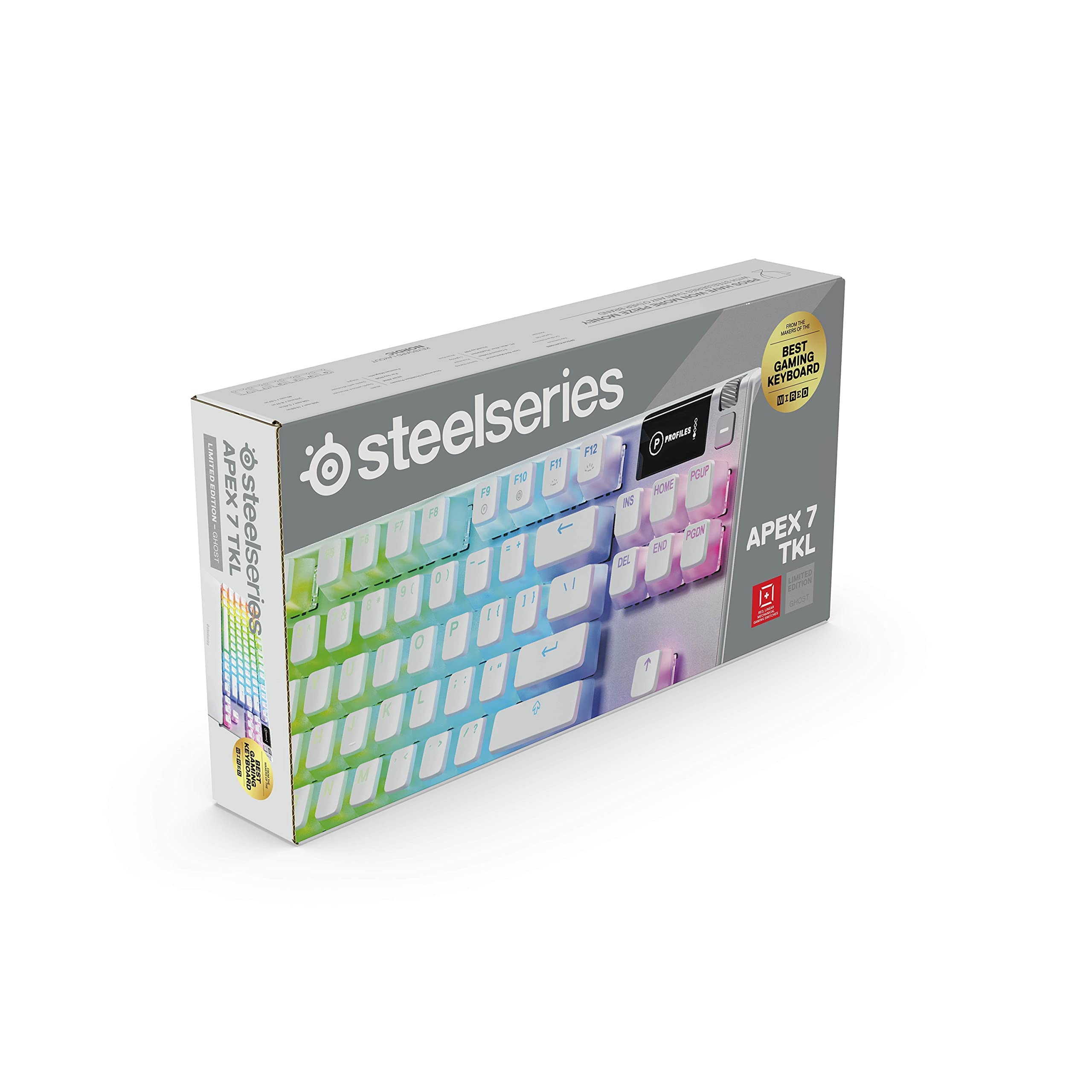 SteelSeries Apex 7 TKL Compact Mechanical Gaming Keyboard with OLED Smart Display | USB Passthrough & Media Controls | Linear Red Switch | RGB Backlit | Renewed | Perfect for Esports, Streaming & Office Work