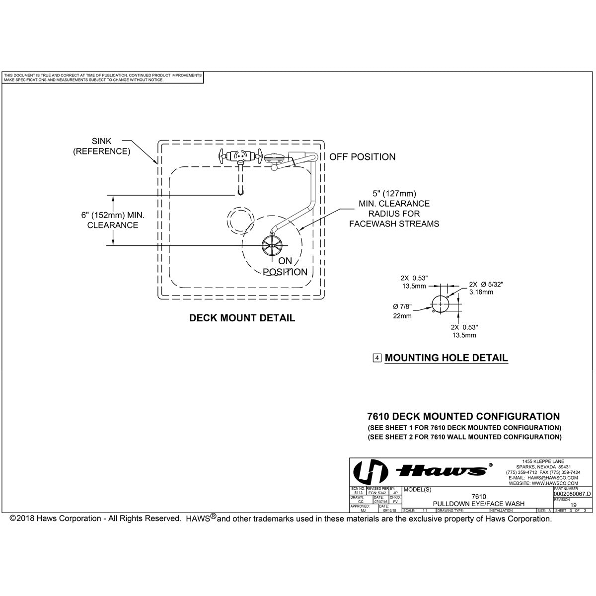 Haws 7610 Barrier Free Swing Down Eyewash Station - ANSI Compliant Emergency Eye Wash for Laboratories & Industrial Safety Use