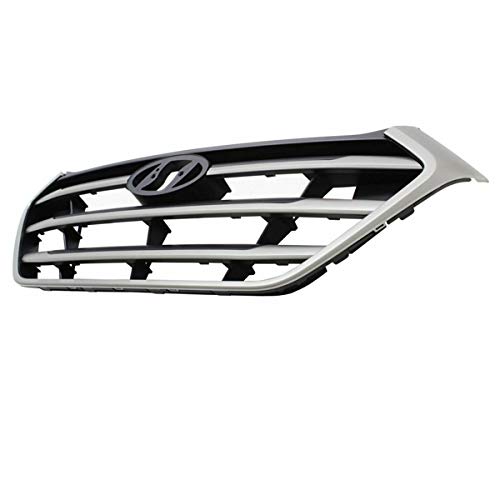 Compatible with 2016-2018 Hyundai Tucson Front Bumper Grille Grill Assembly - Silver with Black Insert | Replacement for Damaged Grille, Car Customization & Upgrade
