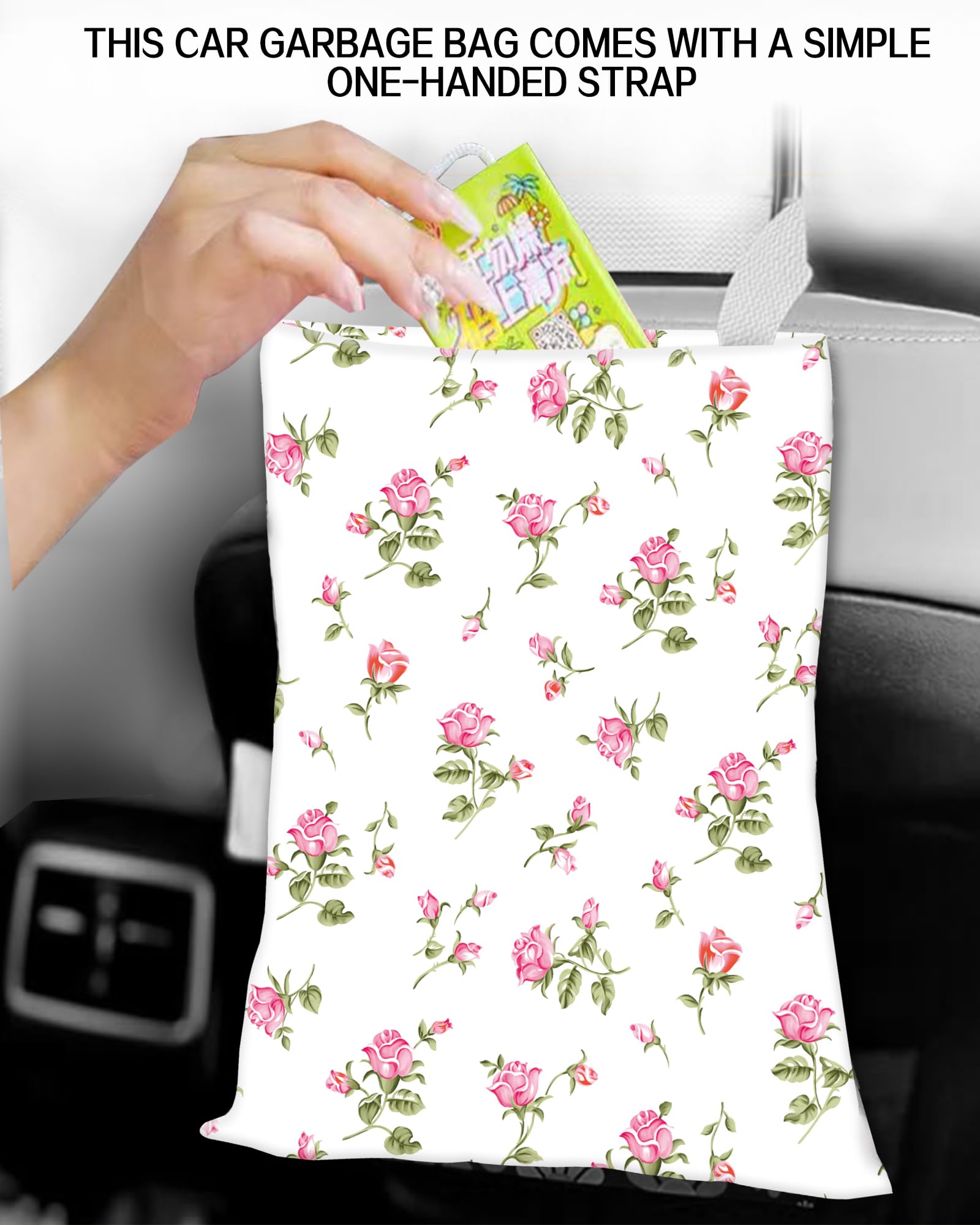 Car Trash Can with Lid - Hanging Auto Garbage Bag for Vehicles, Waterproof Car Accessories Organizer - Perfect for Road Trips, Commuting & Family Travel