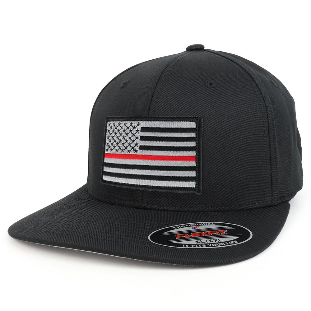 Armycrew XXL USA American Flag Embroidered Iron On Patch Flexfit Cap - Patriotic Baseball Hat for Men & Women - Perfect for 4th of July, Veterans Day & Outdoor Activities