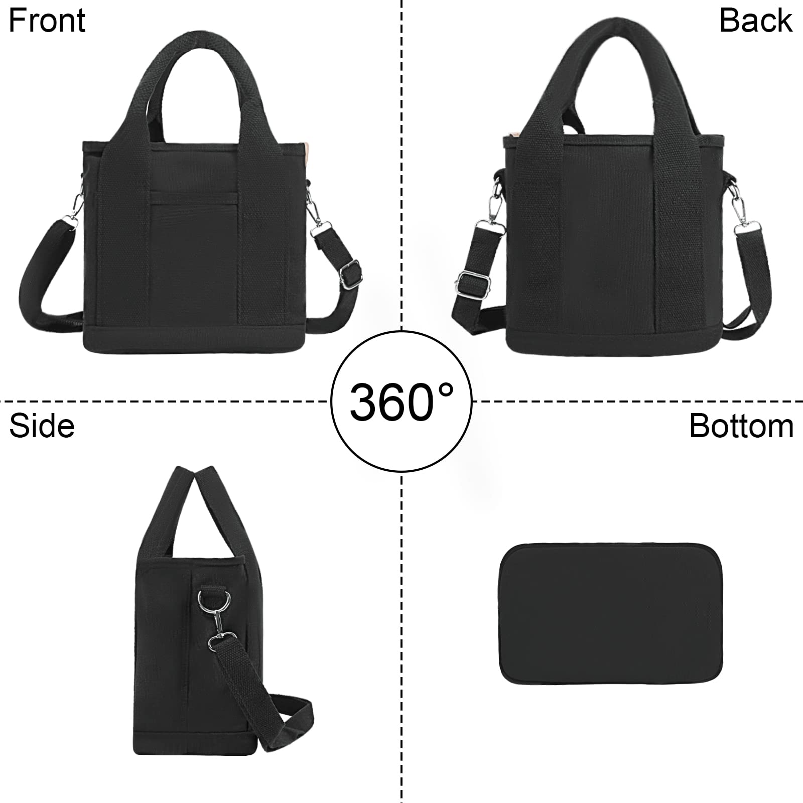 TIAASTAP Women's Canvas Tote Bag with Zipper & Multi-Pockets - Stylish Crossbody Shoulder Bag for School, Work, Travel & Shopping | Perfect for Daily Use, Commuting & Weekend Outings