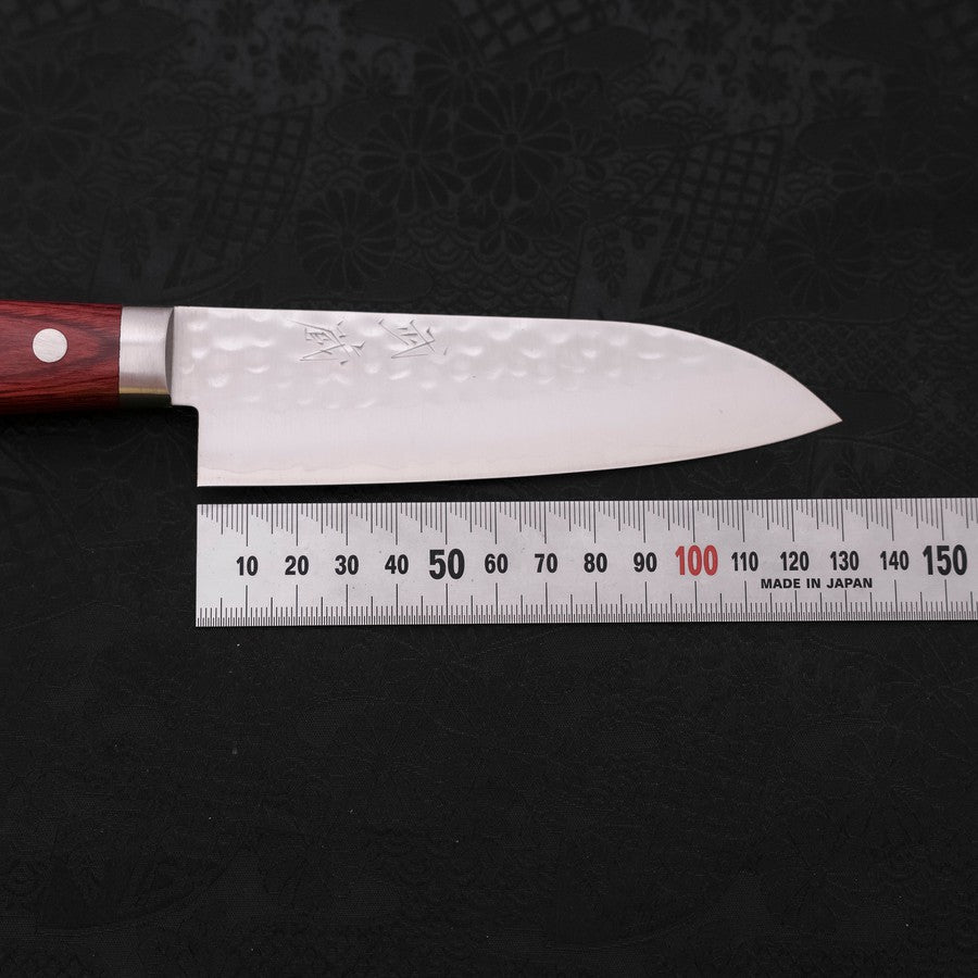 Premium Santoku Knife 130mm - VG-1 Stainless Steel Blade with Tsuchime Hammered Finish & Ergonomic Red Handle - Perfect for Slicing, Dicing, and Chopping Vegetables, Meat, and Fish