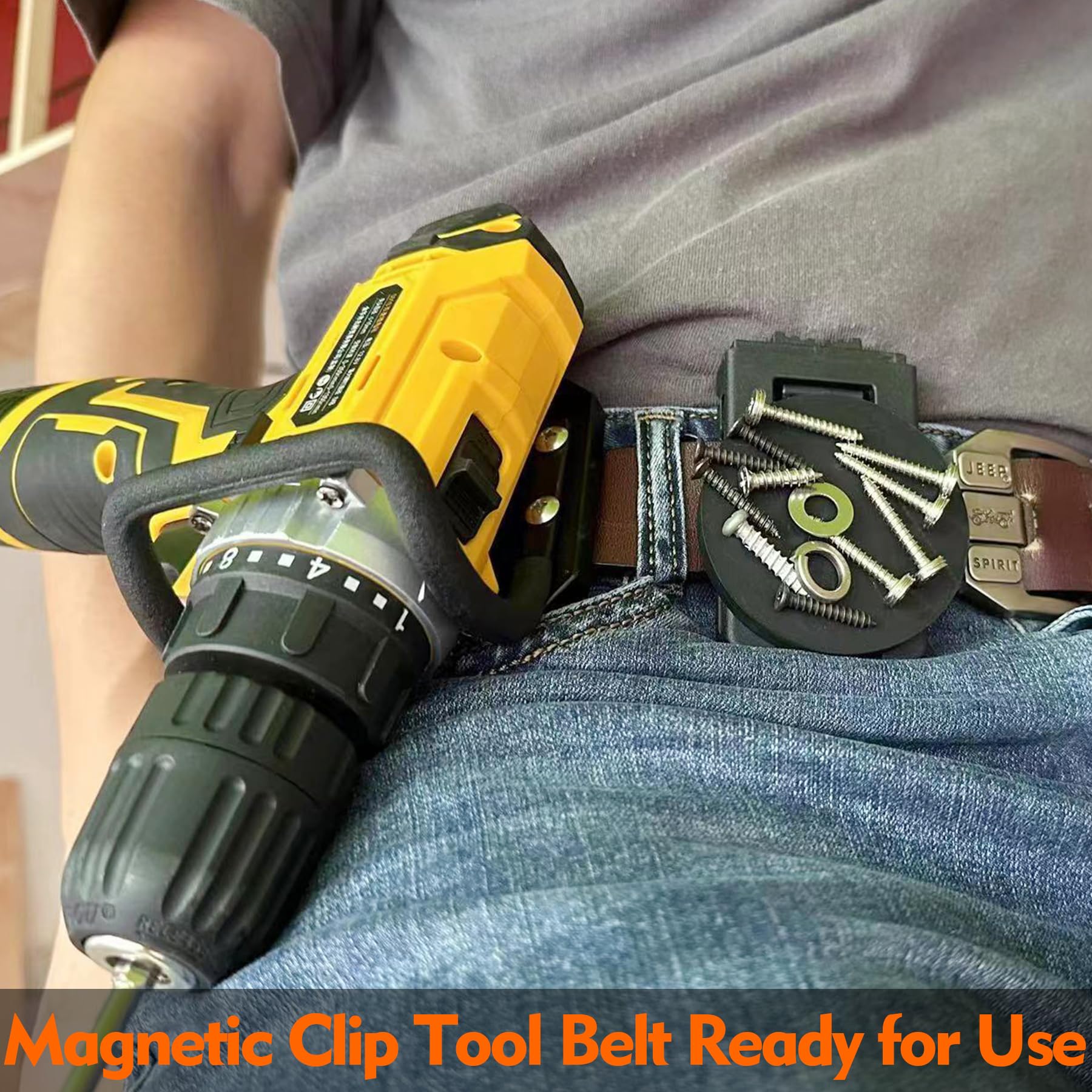 Heavy-Duty Magnetic Tool Holster Belt Clip - Anti-Slip Magnetic Holder for Hammers, Screwdrivers & Wrenches | Adjustable Tool Belt Accessories for Construction, Plumbing & DIY Projects