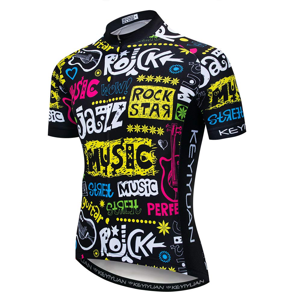 Men's Cycling Jersey Short Sleeve - Breathable Moisture-Wicking Bike Shirt with 3 Rear Pockets for Road & Mountain Biking - Perfect for Outdoor Cycling, Commuting & Training