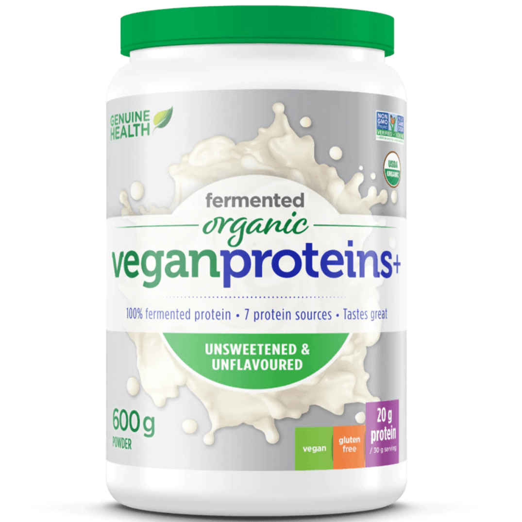 Genuine Health Organic Fermented Vegan Protein Powder - Unsweetened & Unflavored 600g | Plant-Based Protein Supplement for Smoothies, Baking & Post-Workout Recovery