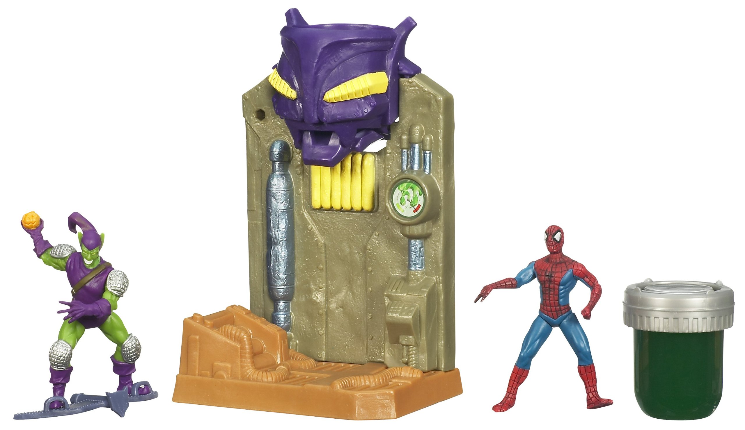 Spider-Man Ooze Attack Playset - Spider-Man vs. Green Goblin Action Figure Set for Kids | Superhero Battle Toy with Slime Feature | Perfect for Birthday Gifts & Marvel Collectors