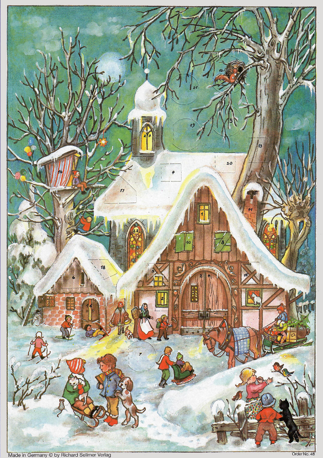 Traditional German Advent Calendar - Medium Size with Old World Villages & Nature Scenes | Perfect for Christmas Countdown, Holiday Decor & Gift Giving