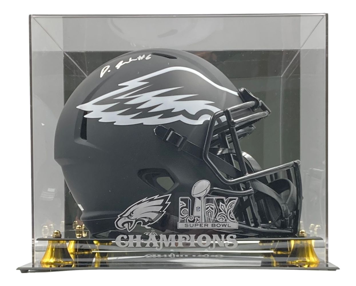 Devonta Smith Autographed Philadelphia Eagles FS Eclipse Replica Football Helmet with Super Bowl LIX Case - Perfect for Eagles Fans, Sports Memorabilia Collectors, and Game Room Displays