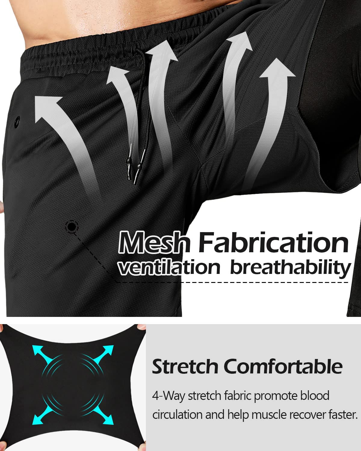 Aolesy Men's 2 in 1 Running Pants - Gym Workout Compression Pants for Men, Athletic Training Pants with Moisture Wicking & Breathable Fabric - Perfect for Running, Jogging, Gym & Outdoor Sports