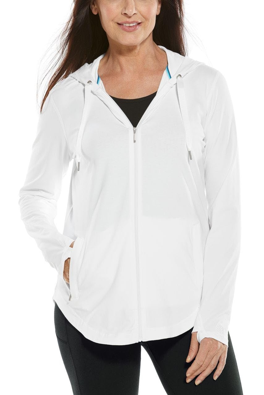 Coolibar UPF 50+ Women's LumaLeo Zip-Up Hoodie - Sun Protective Outdoor Jacket for Hiking, Beach & Travel - Lightweight UV Protection Clothing