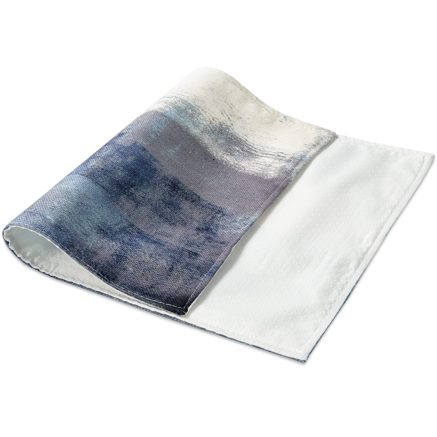 Blue Abstract White and Grey Modern Art Placemats Set of 4 - Heat Resistant Non-Slip Dining Mats for Kitchen & Table Decor - Washable 18x12 Inch Placemats for Home, Restaurant, and Party Use