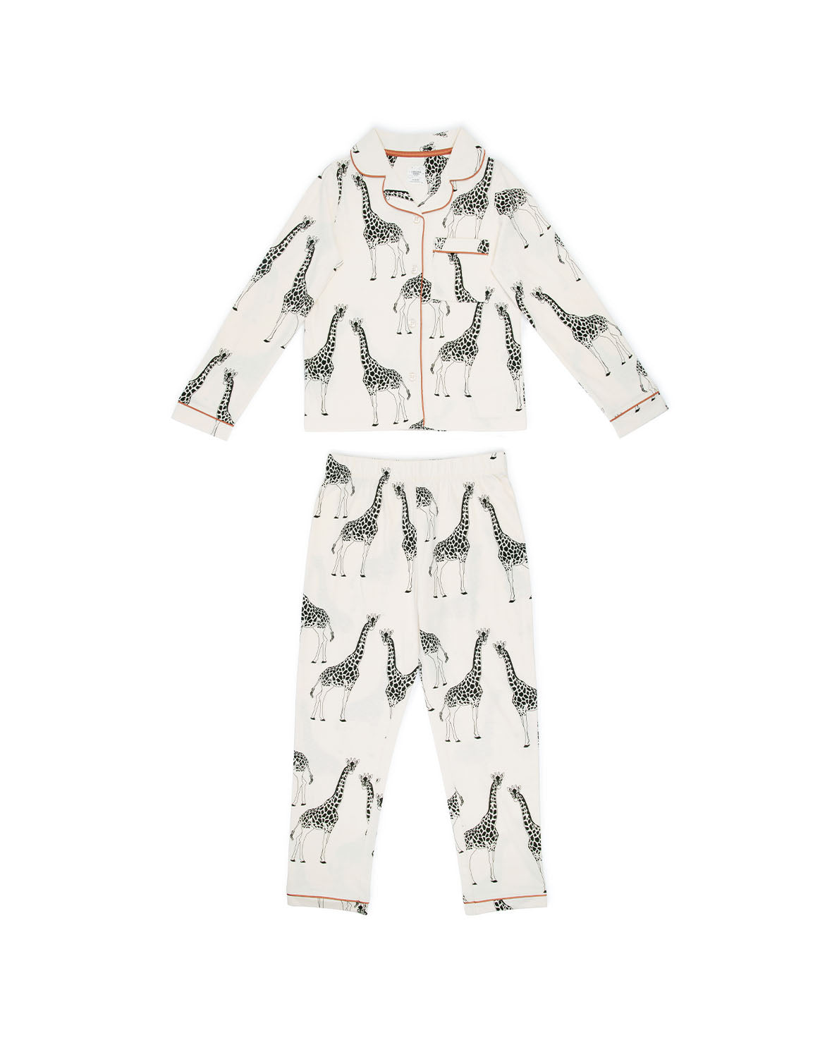 Organic Cotton Giraffe Print Kids Pajama Set - Soft & Comfortable Long Sleeve Sleepwear for Boys & Girls | Perfect for Bedtime, Lounging & Family Movie Nights