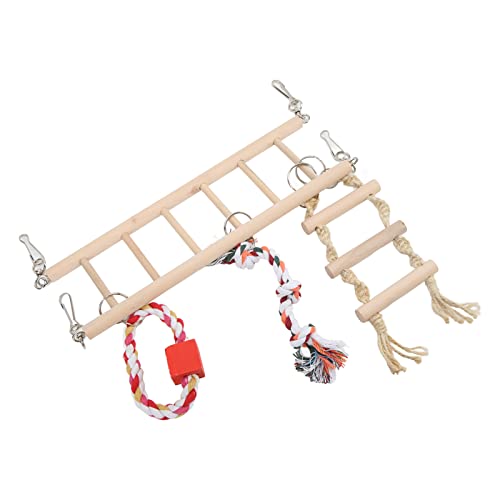 Parrot Climbing Ladder with Chewable Wood - Bird Cage Toy for Anxiety Relief & Beak Grinding | Perfect for Small Birds Like Cockatiels & Lovebirds | Cage Accessories & Enrichment Activity