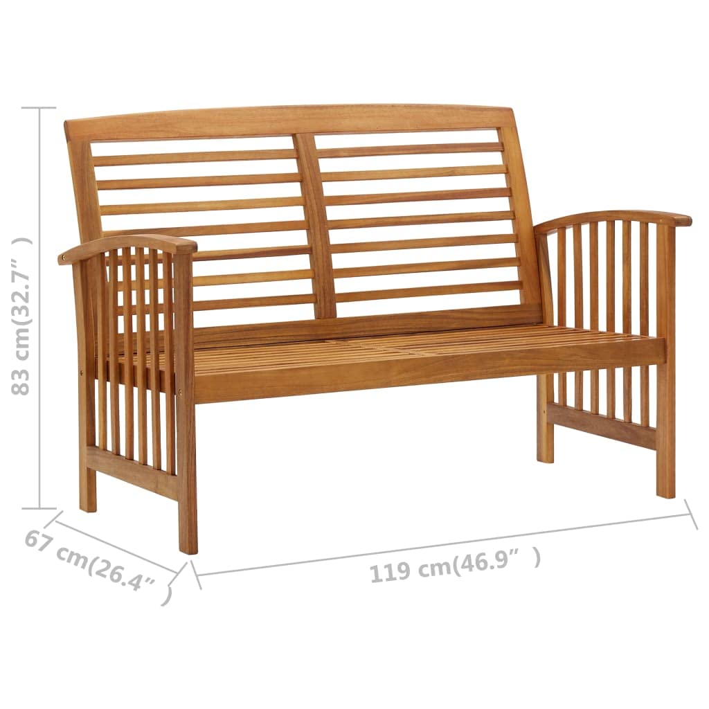 Premium 2-Piece Patio Lounge Set - Solid Acacia Wood Outdoor Furniture with Bench & Coffee Table - Vintage Brown Garden Set for Backyard, Poolside & Patio Relaxation
