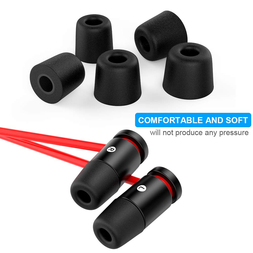 Premium Memory Foam & Silicone Earbud Tips [6 Pairs] - Soft Noise Isolating Replacement Tips for Most 5-6mm Earphones (S/M/L Sizes) - Perfect for Travel, Workouts & Noise Cancellation
