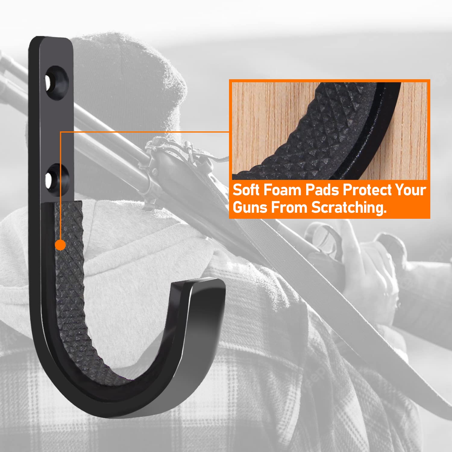 Heavy Duty Steel Gun Rack Wall Mount - Horizontal Shotgun Hooks & Rifle Hangers for Rifles, Shotguns & Archery Bows | Secure Firearm Storage for Home, Cabin or Hunting Lodge