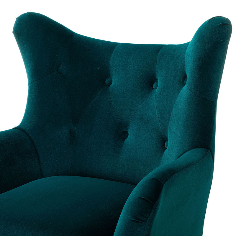Luxury Isabelle Wingback Velvet Upholstered Armchair - High Back Accent Chair with Sturdy Metal Legs for Living Room, Bedroom & Office Decor