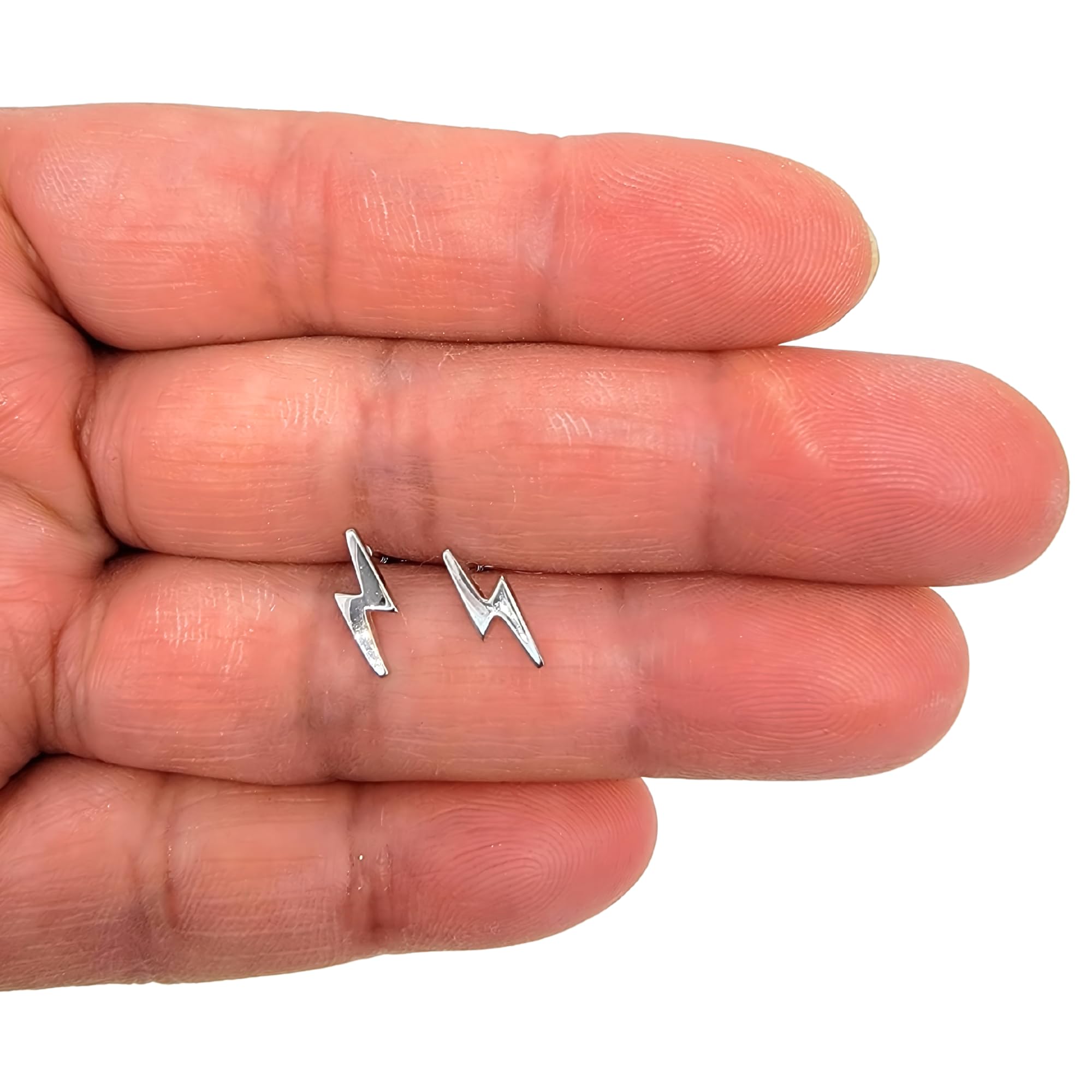Lightning Bolt Stud Earrings - .925 Sterling Silver Tiny Tragus Helix Cartilage Earrings for Women - Perfect for Second Piercing, Everyday Wear & Gifts